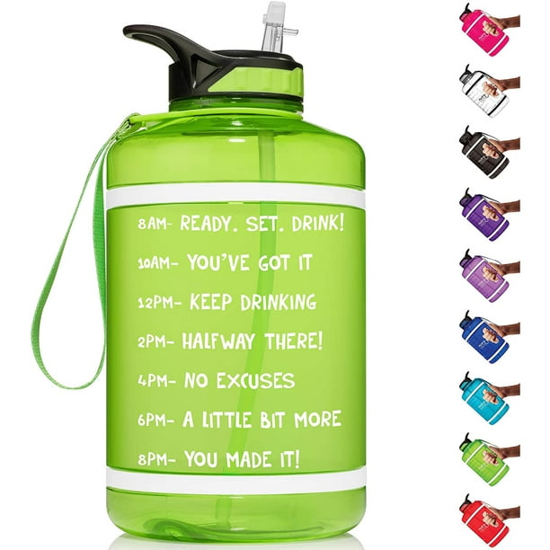 HydroMATE Half Gallon 64 oz Motivational Water Bottle with Straw Time Marker Large BPA Free Jug Handle Reusable Workout Gym Fitness Drink More Hydro Mate 64oz